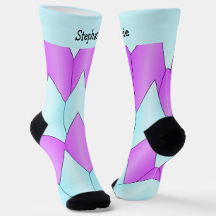 Calcetines de diseño azul morado Art Deco