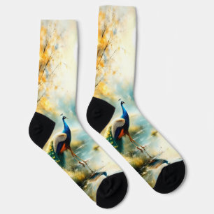 Calcetines de diseño de pavo real para hombres