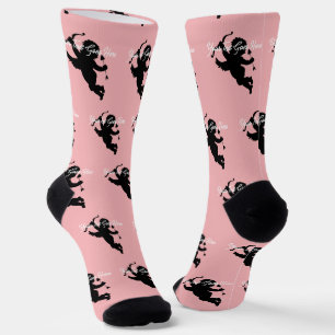 Calcetines de diseño personalizado Cupido con text