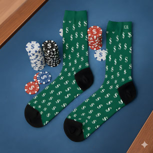 Calcetines de DollaPattern con suerte y monograma 