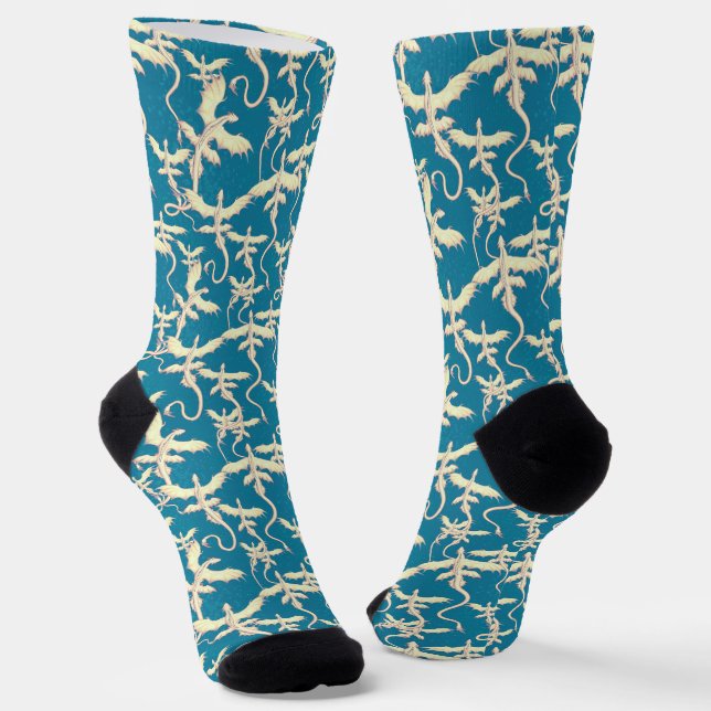 Calcetines de dragón blanco y azul (Angular)