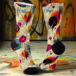 Calcetines de Energía Abstracta en Magenta, Naranj