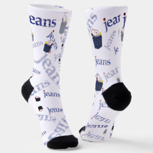 Calcetines de estampado integral con azul jeans