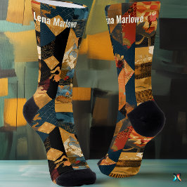 Calcetines de estilo patchwork vintage en ricos to