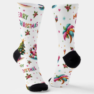 Calcetines de flamenco de Navidad, calcetines trop