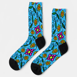 calcetines de flores garabateadas