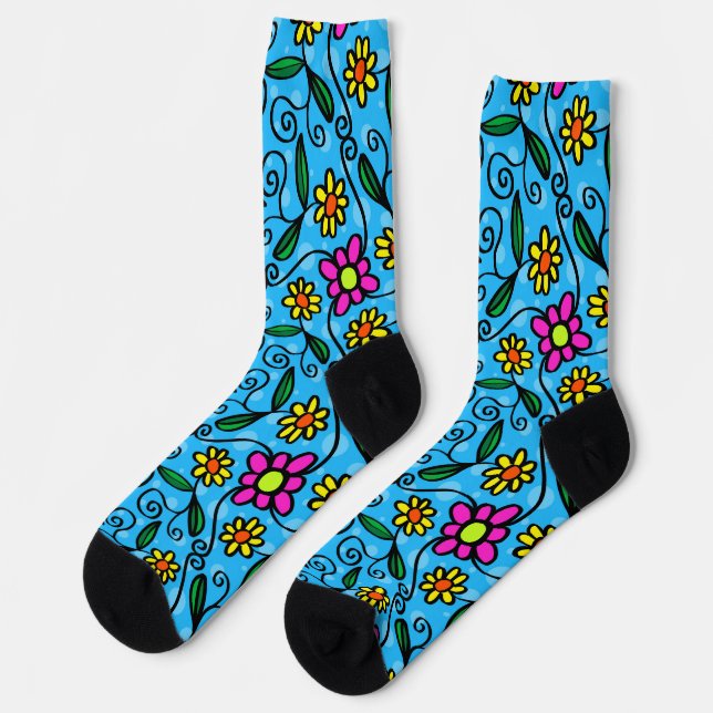calcetines de flores garabateadas (Izquierda)