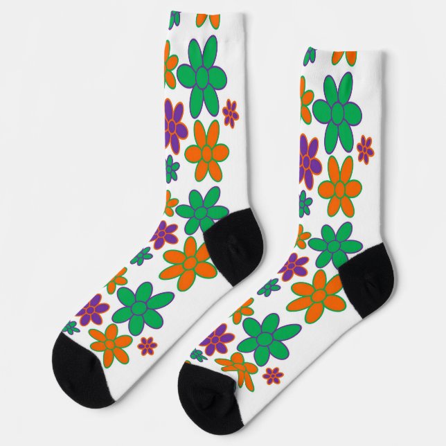 Calcetines de flores Groovy White 70 (Izquierda)