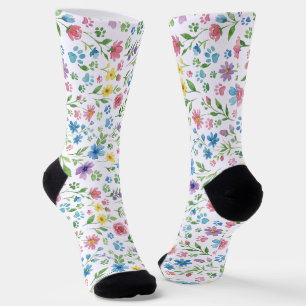 Calcetines de Flores Silvestres Coloridas y Huella