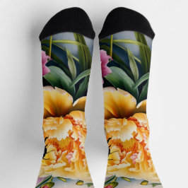 Calcetines de flores y abejas diseñados por person