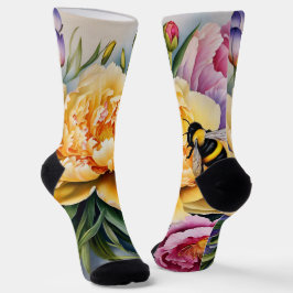 Calcetines de flores y abejas diseñados por person
