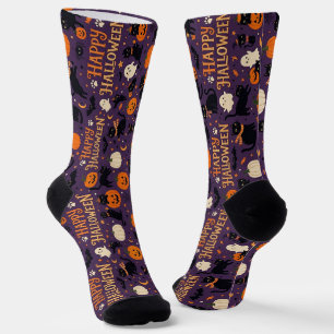 Calcetines de gato de Halloween, gato negro espelu