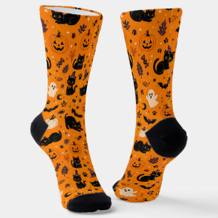 Calcetines de gato de Halloween, gato negro espelu