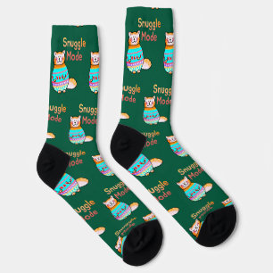 Calcetines de gato naranja acogedor en modo mimoso