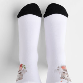 calcetines de gatos florales de acuarela divertida