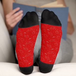 Calcetines de gota de cierre de graduación rojos y