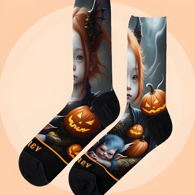 Calcetines de Halloween de demonio de arte de fant (👹🎃 Embrace the Mystique: Personalized Demon Halloween Socks! 🌙)
