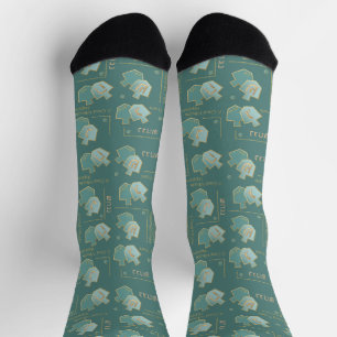 Calcetines de Hanukkah "Dreidels Turquesa"