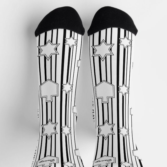 Calcetines de Hanukkah "Dreidels y Estrellas" (Arriba)
