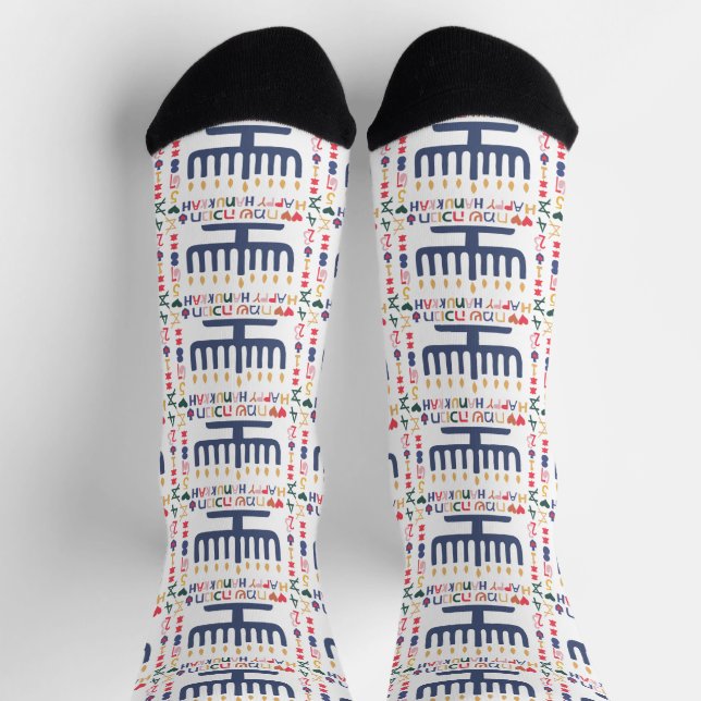 Calcetines de Hanukkah "Menorá Feliz" (Arriba)
