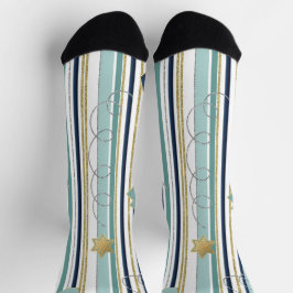 Calcetines de Hanukkah "Rayas azules y doradas"