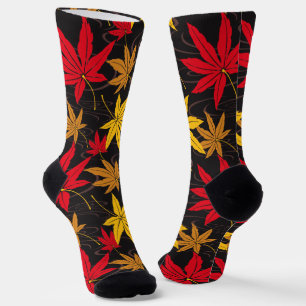 calcetines de hoja de arce japonés (negro)