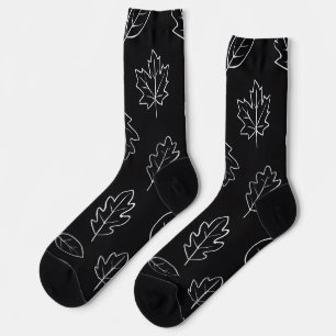 Calcetines de hoja de otoño en blanco y negro Ot