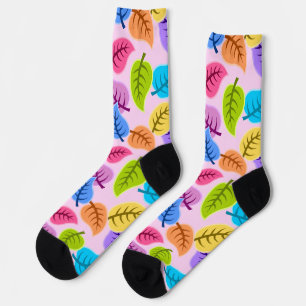 calcetines de hojas de arcoíris