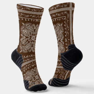 Calcetines de impresión de Brown Paisley Bandana