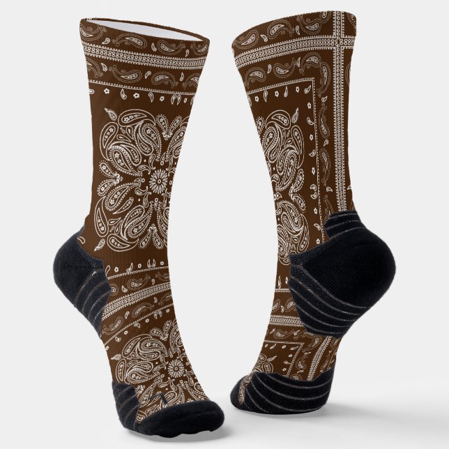 Calcetines de impresión de Brown Paisley Bandana (Angular)