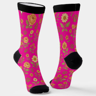 Calcetines de impresión de trineo floral vintage -