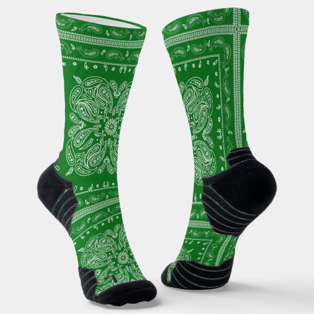 Calcetines de impresión Green Paisley Bandana (Angular)