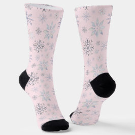 Calcetines de invierno con copos rosados personali