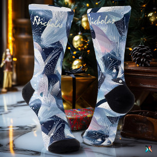 Calcetines de invierno glaseados en abstracto azul