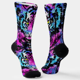 Calcetines de la cabeza del tigre púrpura - Calcet