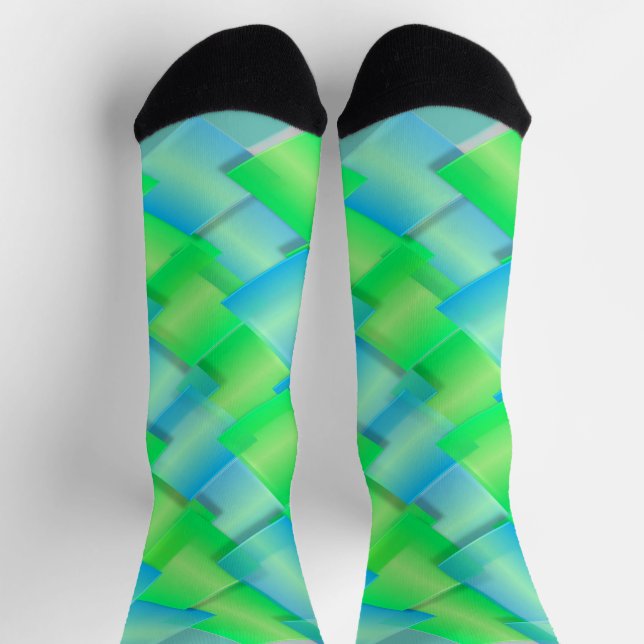 Calcetines De La Tripulación Azul Y Verde (Arriba)