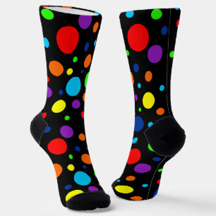 Calcetines de la tripulación de Black Rainbow Spot