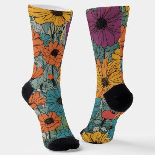 Calcetines de la tripulación de flor - Diseño flor