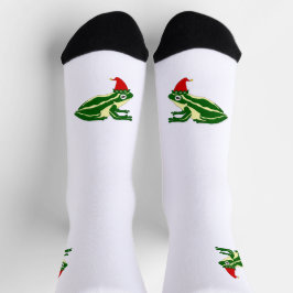 Calcetines de la tripulación de la rana de Navidad