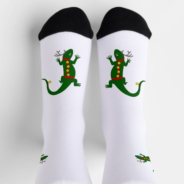 Calcetines de la tripulación de lagartos de Navida (Arriba)