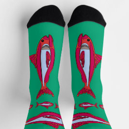 Calcetines de la tripulación de pez rojo