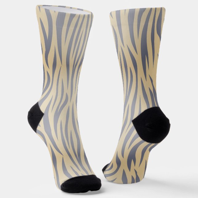 Calcetines de la tripulación de zebra negra y Tan (Angular)