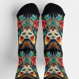 Calcetines de la tripulación del gato Sfinx blanco