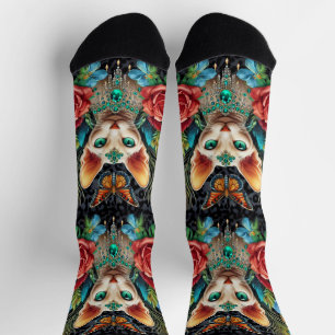 Calcetines de la tripulación del gato Sfinx blanco