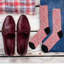 Calcetines de la tripulación del panel floral rojo