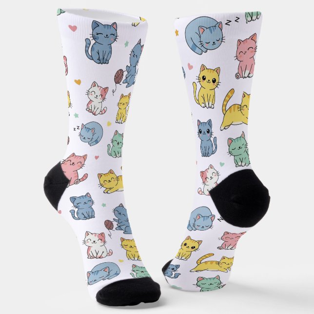 Calcetines de la tripulación del patrón de gato de (Angular)