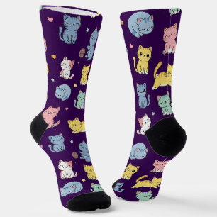 Calcetines de la tripulación del patrón de gato de
