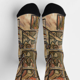 Calcetines de la tripulación marrón funky