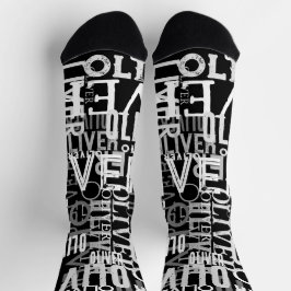 Calcetines de la tripulación negra con patrones de