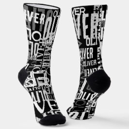 Calcetines de la tripulación negra con patrones de